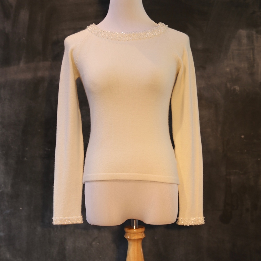 Beaded Ivory Sweater